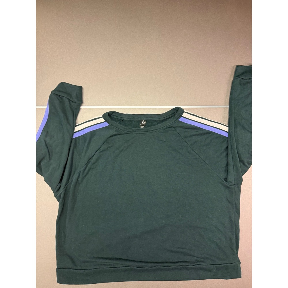 Lou & Grey Forest Green Striped Raglan Sweatshirt XL Cotton Blend Pullover